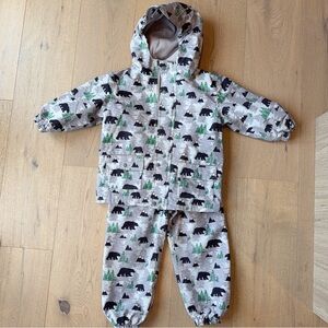 Jan&Jul Kids Bear Print Fleece Lined Rain Suit Set